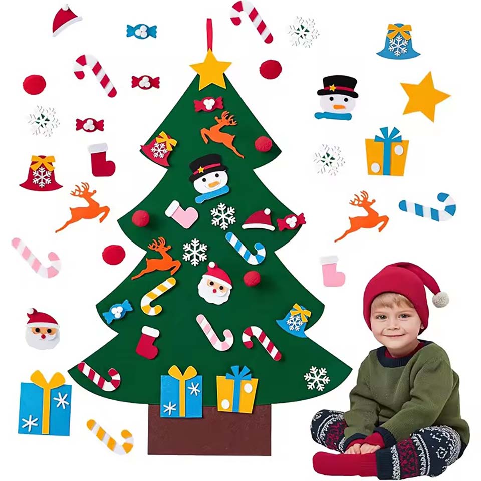 Home Decor Diy Ideas - 子供用DIYフェルトクリスマスツリーセット クリスマスホームデコレーション 2026年 新年 ナビダッドオーナメントとクリエイティブなギフトアイデア