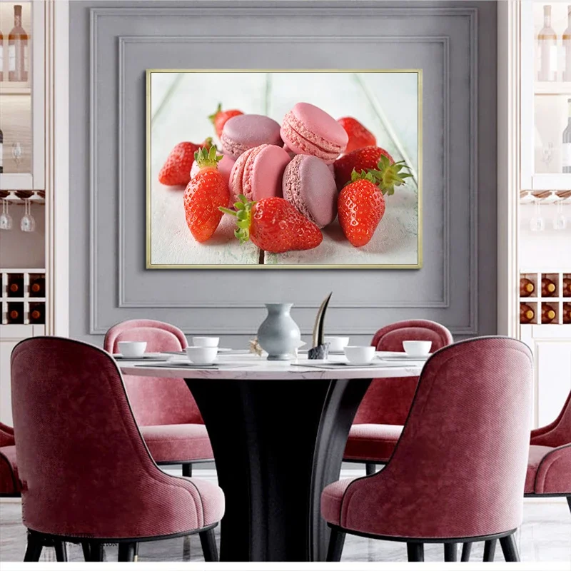 Home Decor Shop - マカロンケーキデザートフードウォール北欧キッチンベーカリーケーキショップキャンバス絵画リビングルーム寝室家の装飾