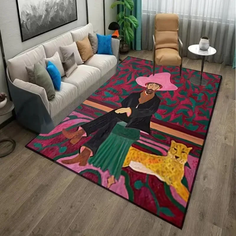 Home Decor Ig - アートデコレーションカーペット リビングルーム用 大型プラッシュマット ヴィンテージ高級ラグ IGスタイル寝室用ラグ 滑り止めカバー