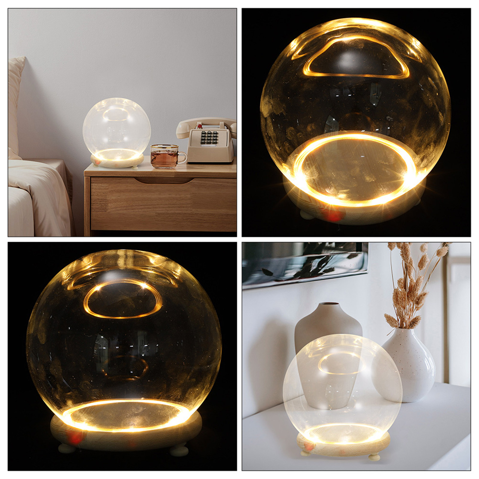 Home Decor Shop - クリアガラスドーム型プリザーブドフラワーディスプレイケース、木製ベースと装飾カバー付き、家庭、コーヒーショップ、パーティー、ギフトに最適