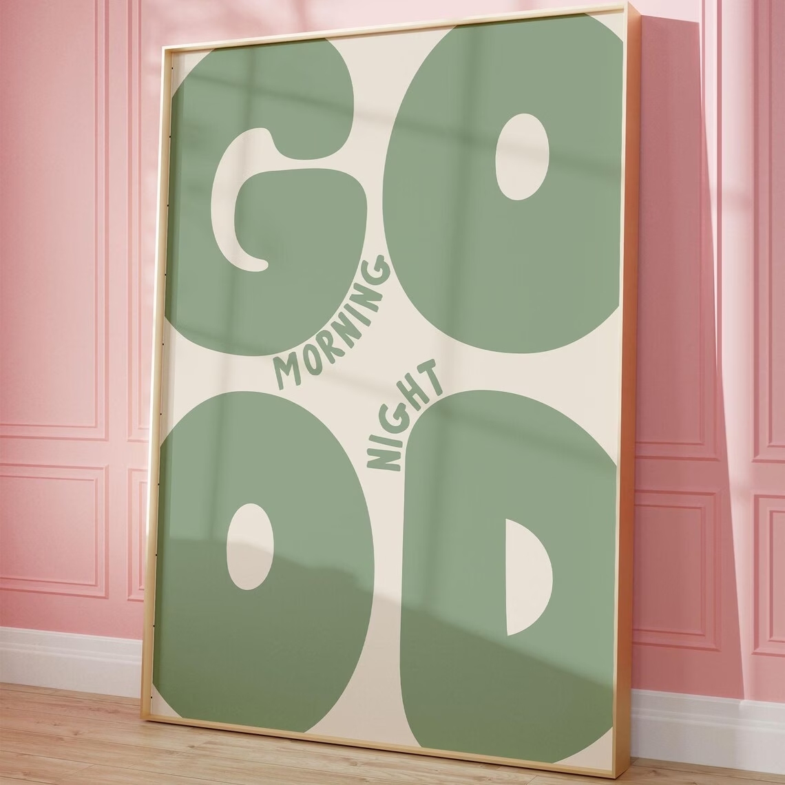 Home Decor Nz - モダンなグリーンのグッドモーニンググッドナイト引用句ウォールアートプリントキャンバス絵画ポスター写真リビングルーム、寝室の家の装飾用