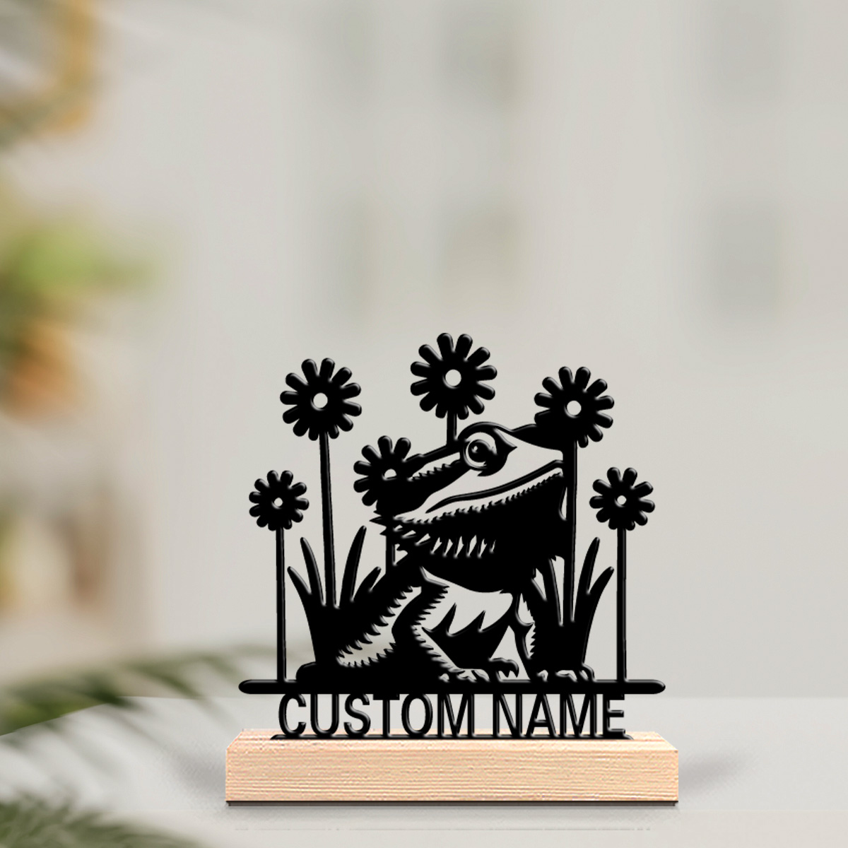Wooden Letter Sign - 1個入り ビアデッドドラゴン カスタムレター メタルスタチュー 鉄製オーナメント アートフィギュア