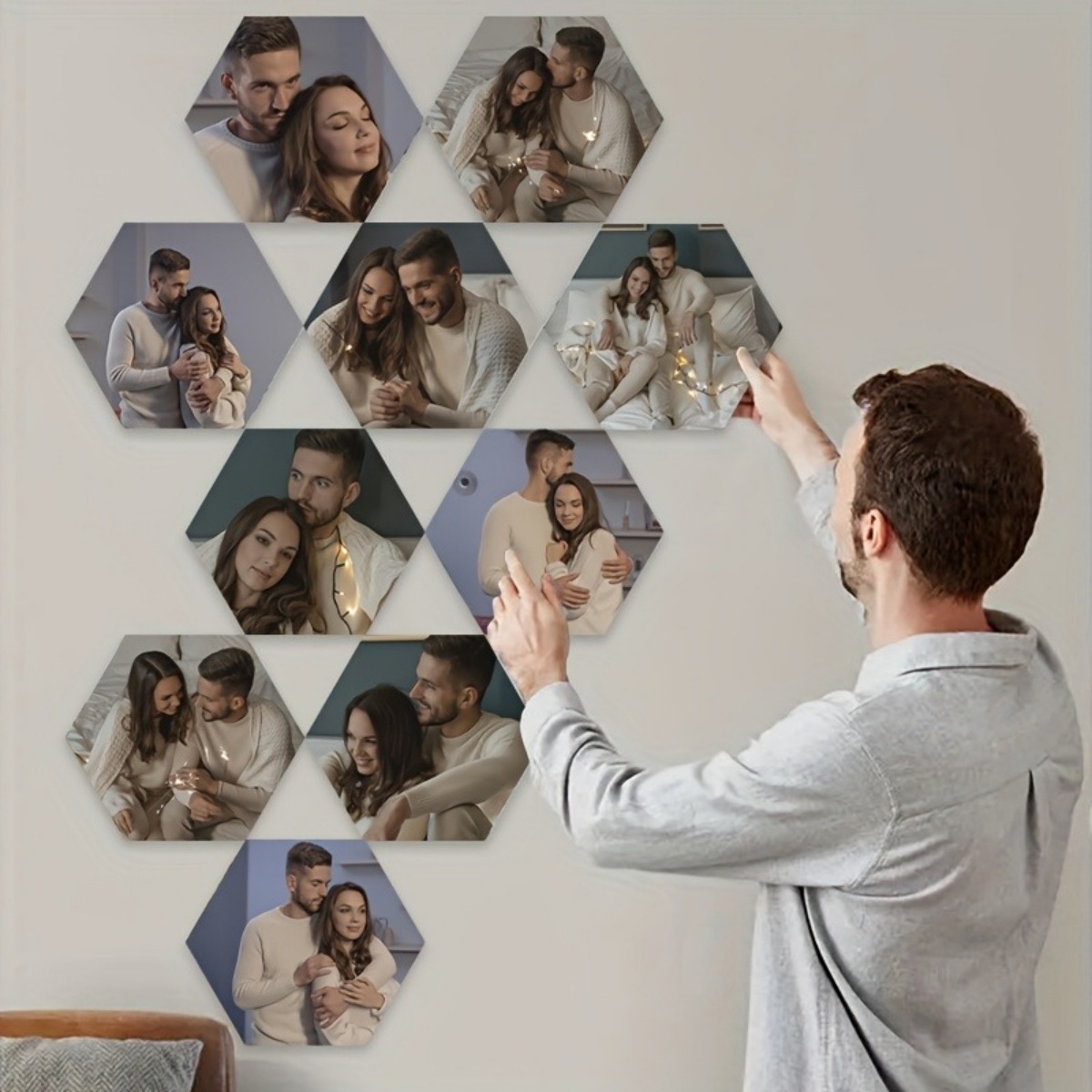 Home Decor Nz - カスタムウォールデコレーション — モダンな六角形の写真プリント。 さまざまなサイズをご用意しており、家の装飾に最適です。