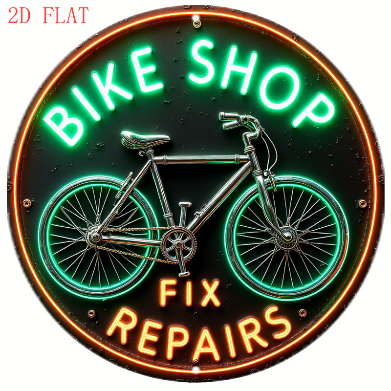 Home Decor Shop - CIFBUY レトロネオン自転車ショップサイン アルミ製ウォールアート 防水 色褪せ防止 耐久性のある金属装飾