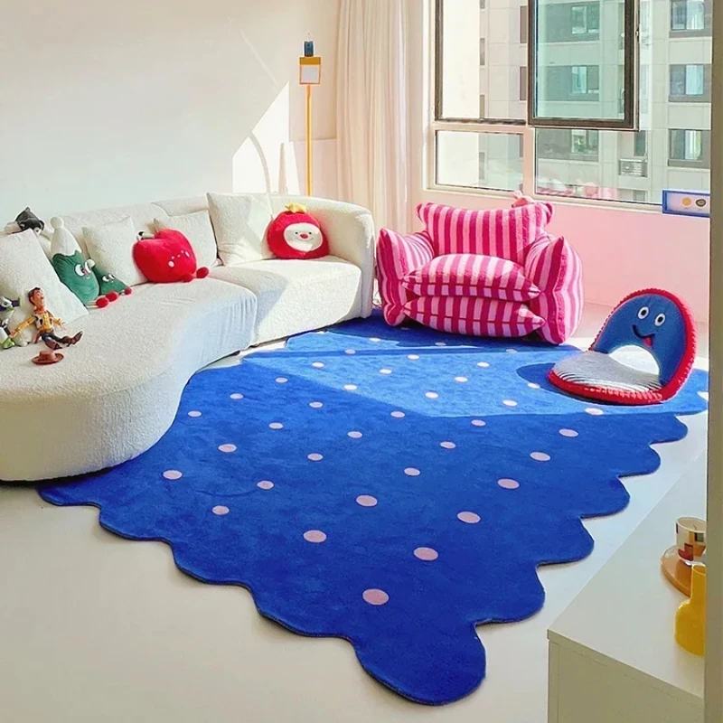 Home Decor Ig - 寝室用の不規則なミニマリストのカーペット,リビングルーム用,子供部屋用,柔らかい,青