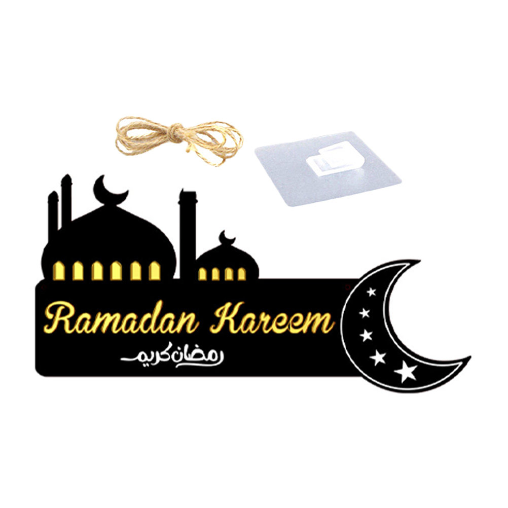 Home Decor Ramadan - ラマダンの木製吊り下げ飾り板 繊細な模様 イード・ムバラク装飾 ホームパーティー ポーチ 壁
