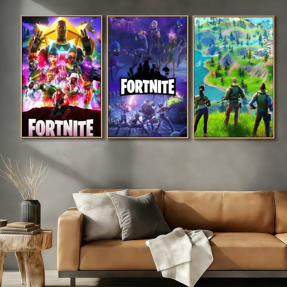 Home Decor Games Online Free - F-FORTNITES-ES オンラインゲームポスターステッカー アートプリント レトロヴィンテージ壁装飾 HD リビングルーム