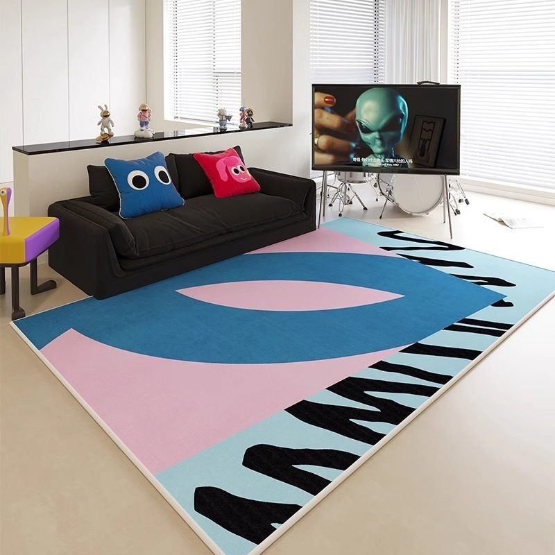 Home Decor Ig - 抽象的なカラーブロックプリントのリビングルームカーペット、家庭用大型コーヒーテーブル用プラッシュマット、ヴィンテージ風高級IGベッドルームラグ