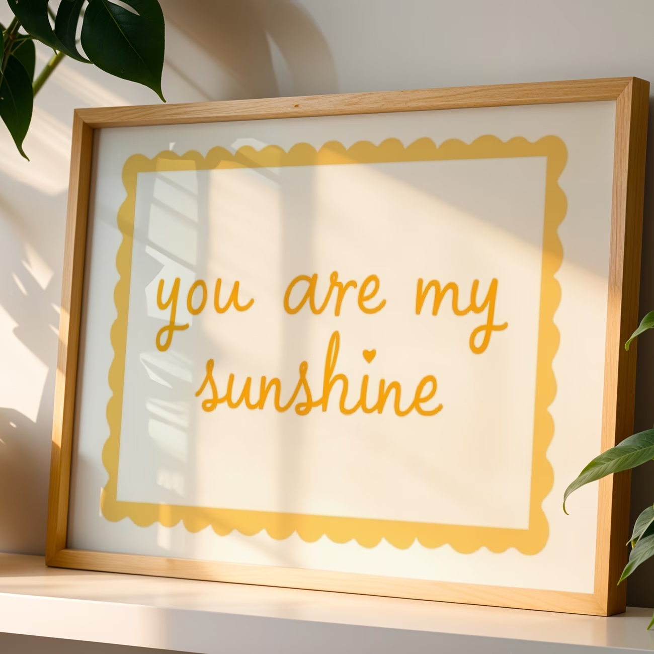 Home Decor Nz - モダンな「You Are My Sunshine」の引用句ウォールアート、黄色のスカラップボーダープリント、保育園や寝室の家の装飾用キャンバスポスタープリント