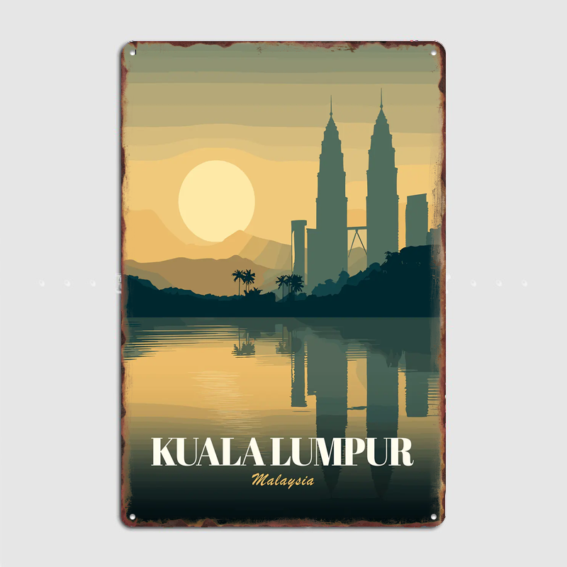 Home Decor Malaysia - クアラルンプール マレーシア 旅行ポスター メタルサイン ルームデコレーション 壁飾り