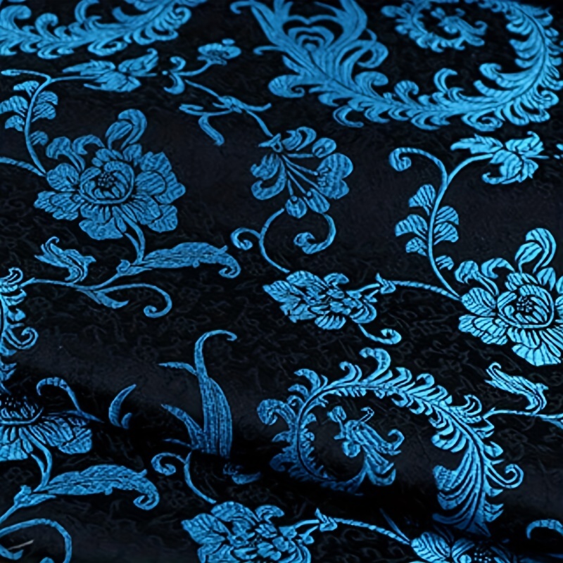 Home Decor Fabric - 3Dブルーフェニックステールブロケード生地 — 衣類、DIYカーテン、装飾用の高級縫製素材。ヤード単位で販売。