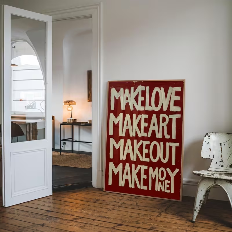 モダン、レトロな自作の「Love Kisses Me」の引用 - Home Decor Nz のレビューと価格