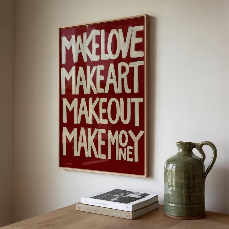 モダン、レトロな自作の「Love Kisses Me」の引用 - Home Decor Nz のレビューと価格