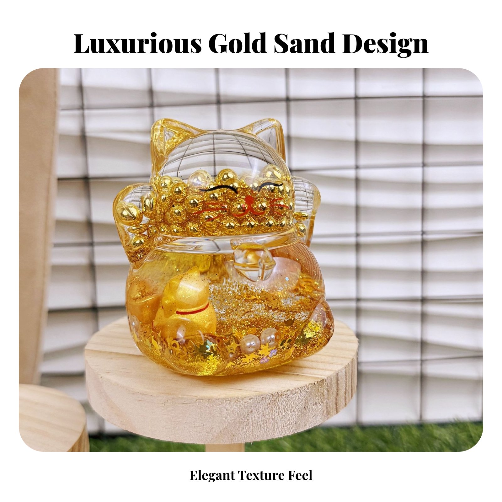 フォーチュンキャットデコレーション、点滅するゴールドビーズ、 - Home Decor Design のレビューと価格