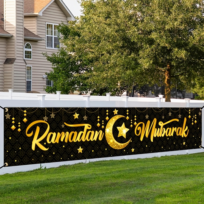 VIKAMA 金箔ラマダンムバラクバナー壁掛け月と星の装飾付 - Home Decor Ramadan のレビューと価格