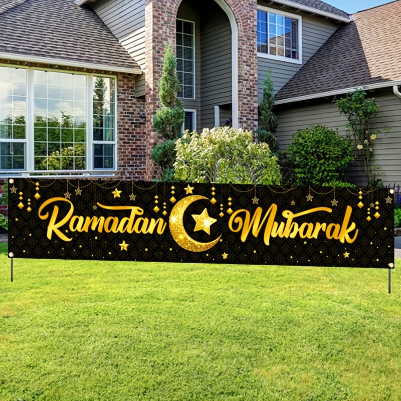 VIKAMA 金箔ラマダンムバラクバナー壁掛け月と星の装飾付 - Home Decor Ramadan のレビューと価格