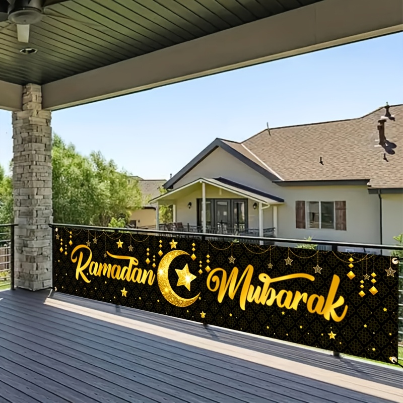 VIKAMA 金箔ラマダンムバラクバナー壁掛け月と星の装飾付 - Home Decor Ramadan のレビューと価格