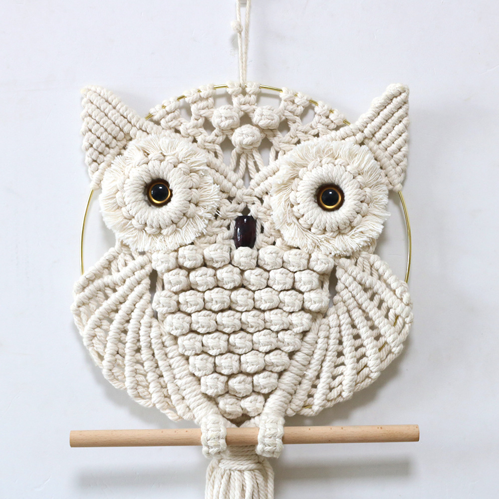 フクロウペンダントレース壁掛けタペストリーアート手織りボヘミ - Woven Wall Basket のレビューと価格