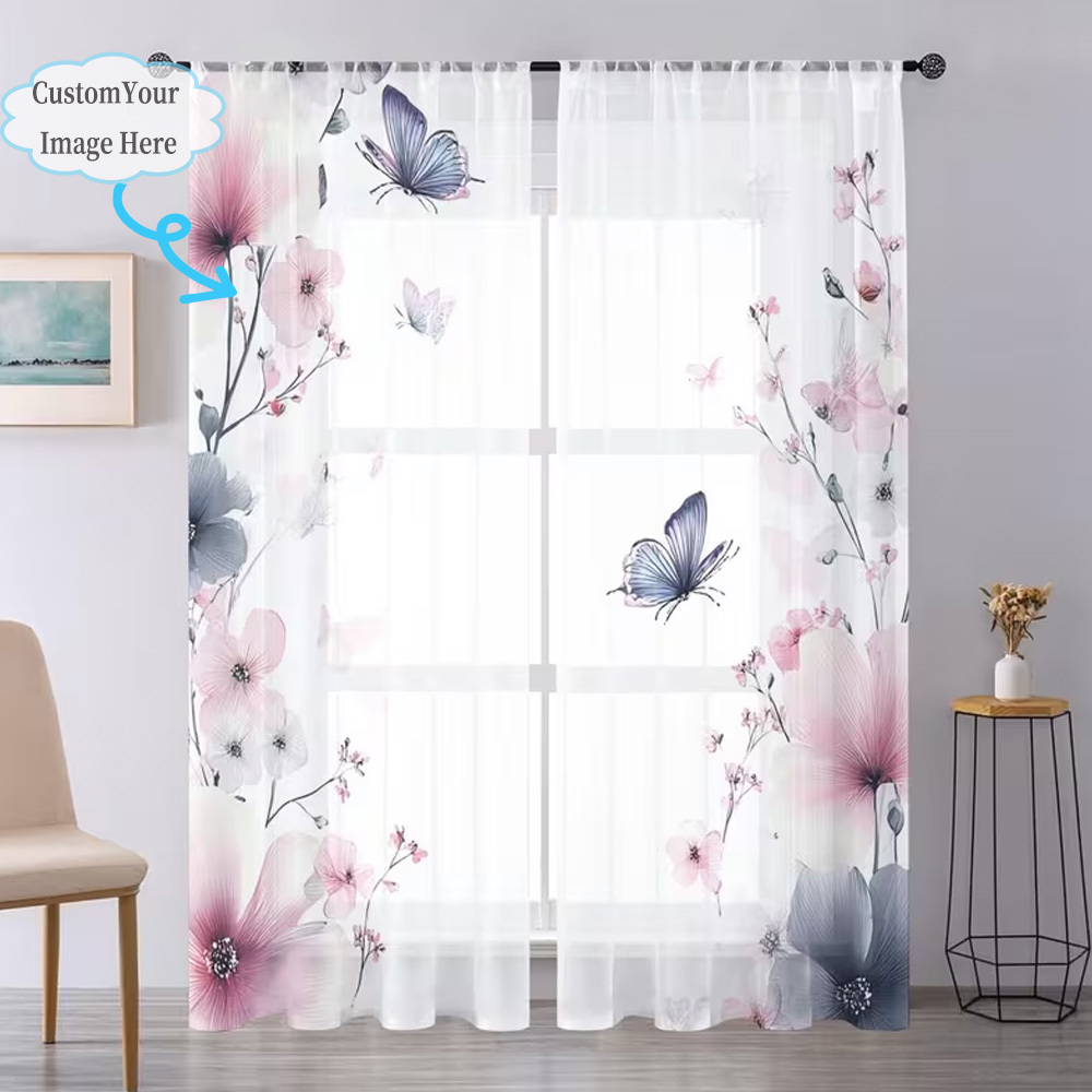 カスタム2Dフラット2枚組シアーカーテン、お好みのデザイン/ - Home Decor Design のレビューと価格