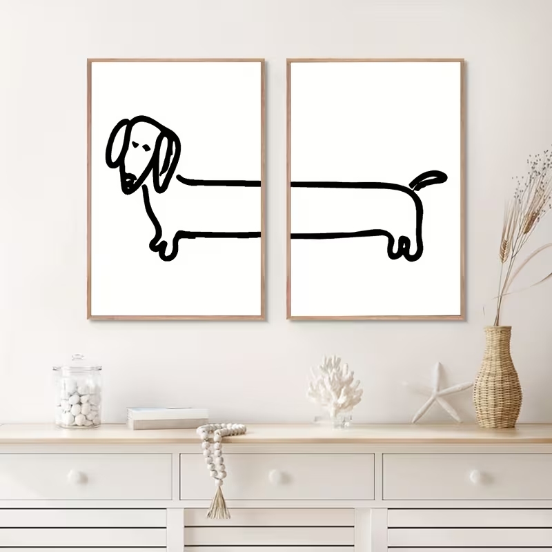 2 個モダンなダックスフント面白い犬ウォールアートプリントキ - Home Decor Nz のレビューと価格