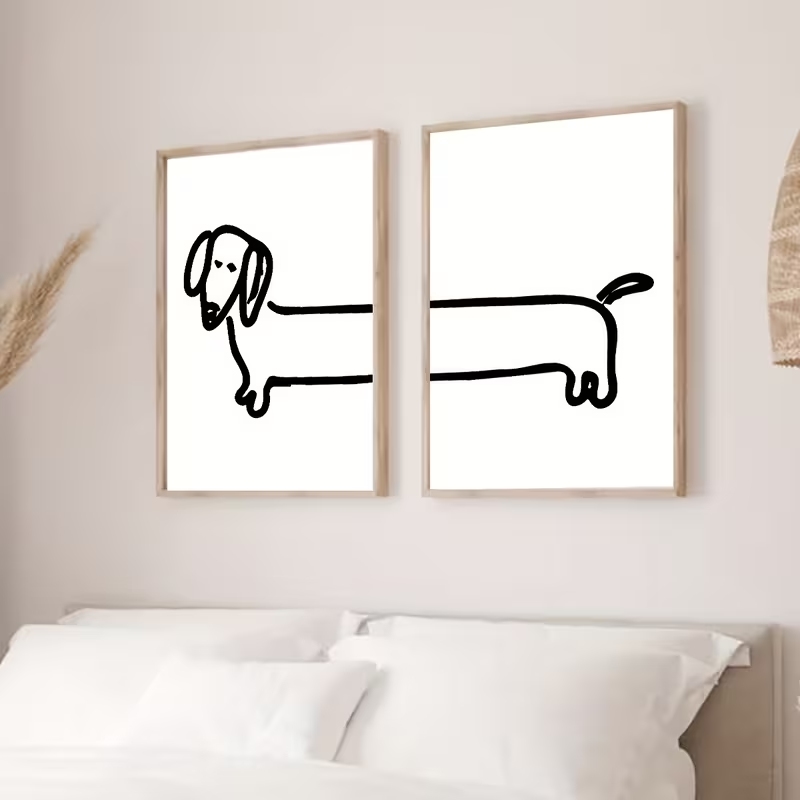 2 個モダンなダックスフント面白い犬ウォールアートプリントキ - Home Decor Nz のレビューと価格