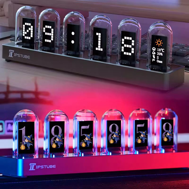 RGBニキシー管時計 LED発光 IPSカラースクリーン D - Home Decor Diy Ideas のレビューと価格