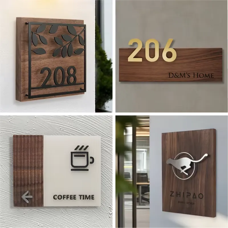 高級店舗看板 ウォールナット材サイン 金属製フローティングレ - Wooden Letter Sign のレビューと価格