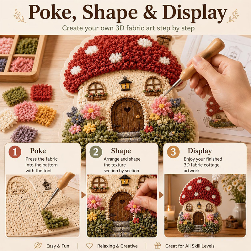 3Dマッシュルームハウス ポケアート DIYキット 布製パン - Home Decor Design のレビューと価格