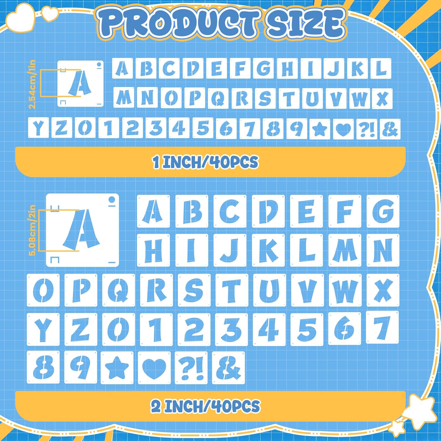80枚入り 再利用可能なアルファベット・数字・文字ステンシル - Wooden Letter Sign のレビューと価格