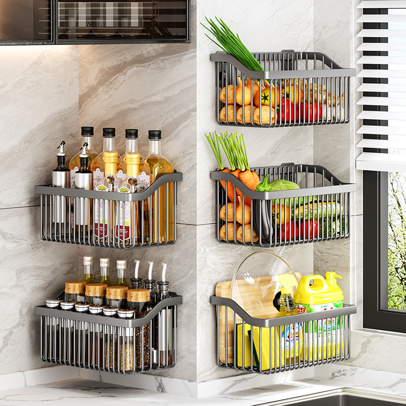 穴あけ不要の多機能壁掛けスパイスラック キッチン収納オーガナ - Woven Wall Basket のレビューと価格