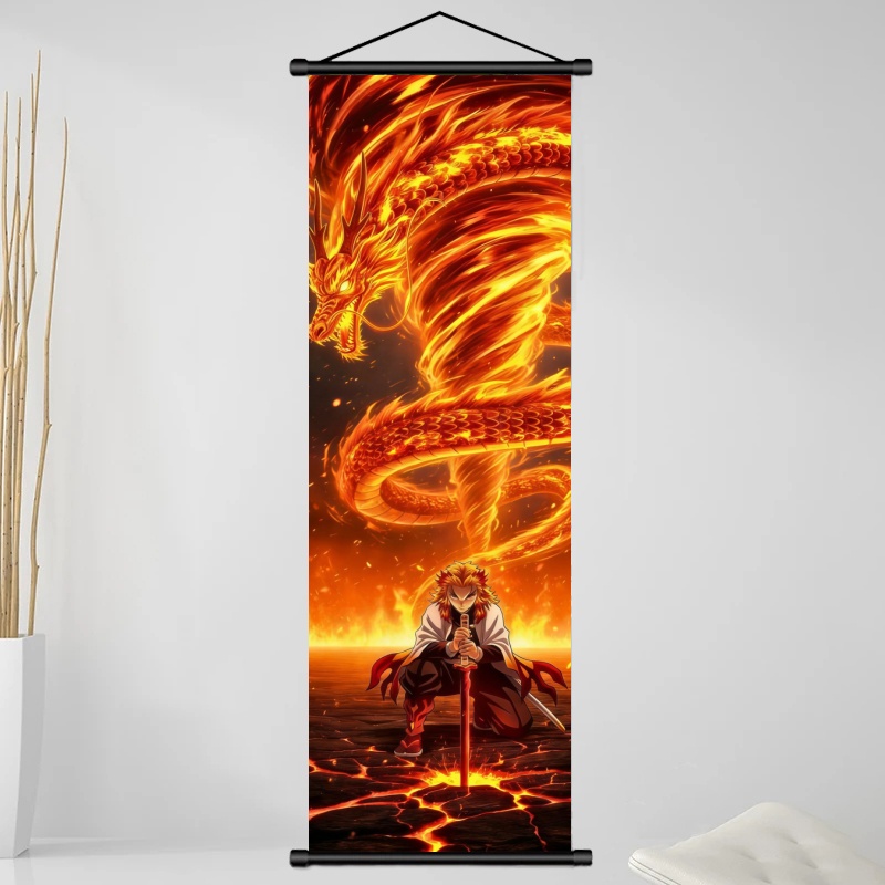鬼滅の刃 煉獄杏寿郎 HDプリントアニメ生地ウォールアートス - Home Decor Design のレビューと価格