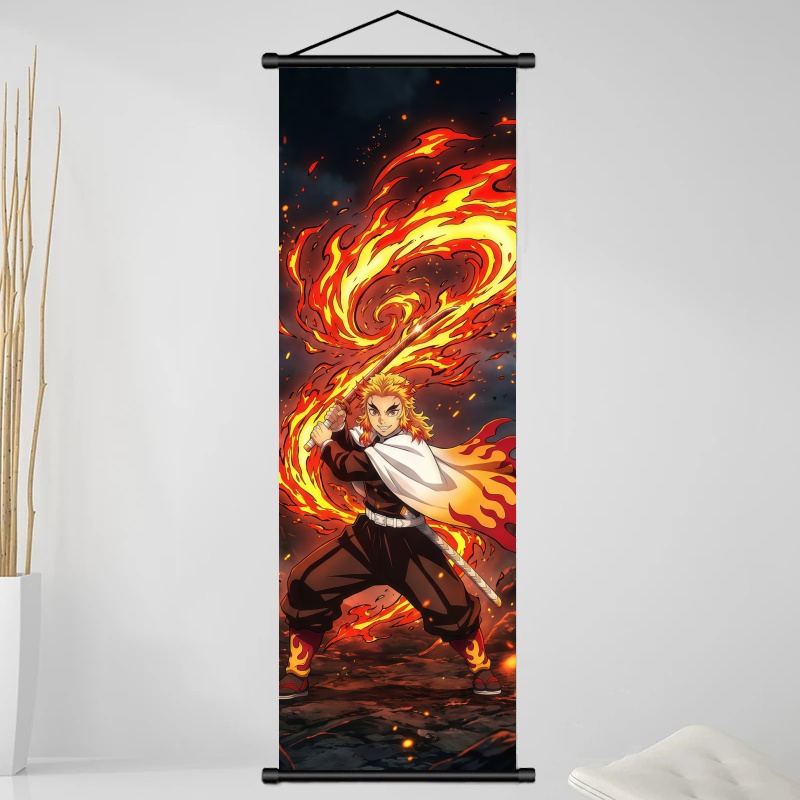 鬼滅の刃 煉獄杏寿郎 HDプリントアニメ生地ウォールアートス - Home Decor Design のレビューと価格