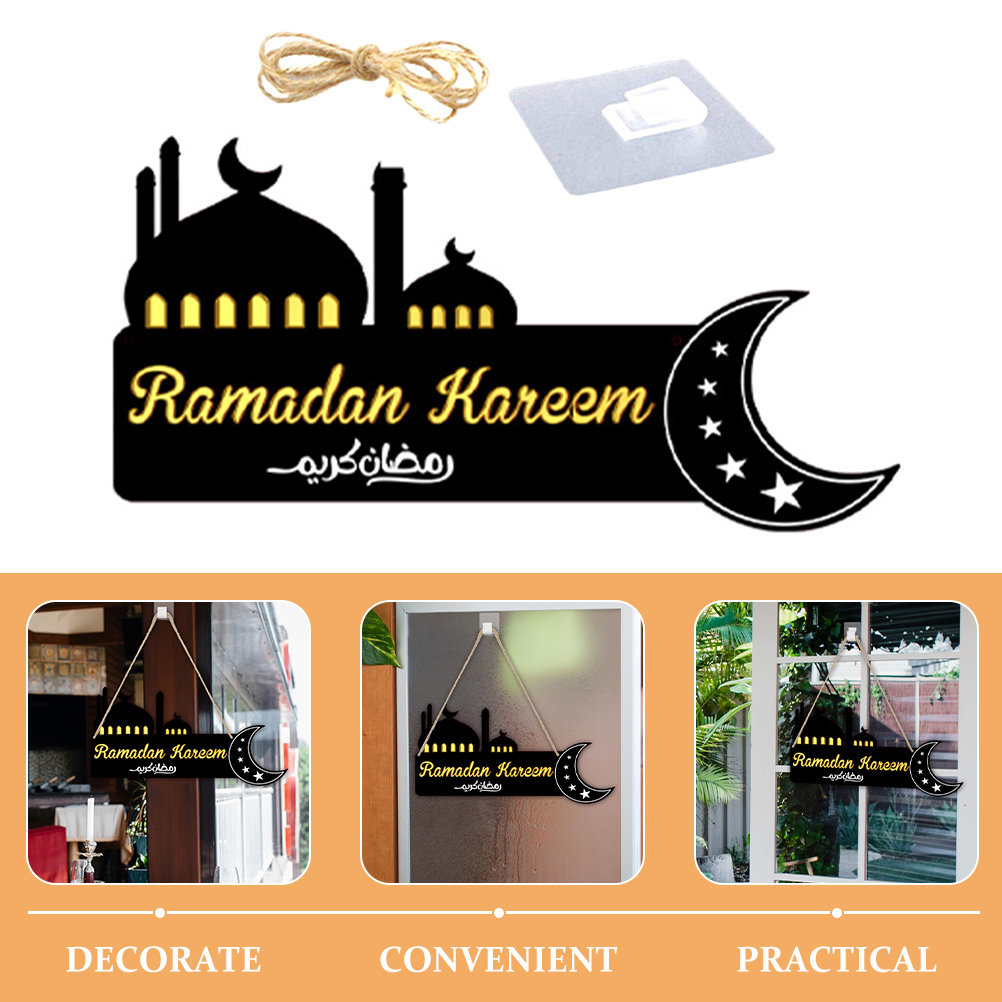 ラマダンの木製吊り下げ飾り板 繊細な模様 イード・ムバラク装 - Home Decor Ramadan のレビューと価格