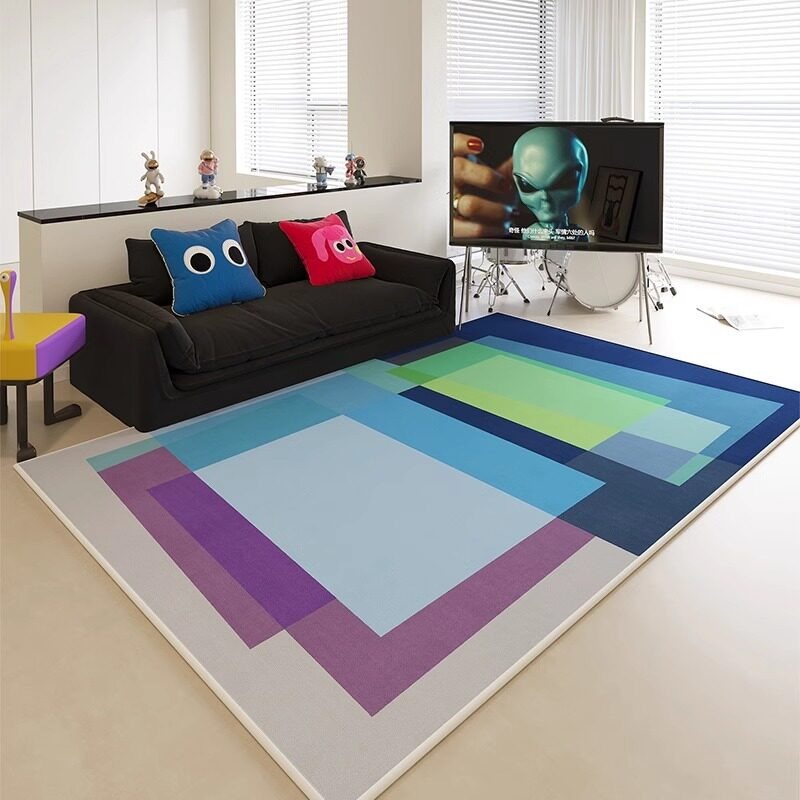 抽象的なカラーブロックプリントのリビングルームカーペット、家 - Home Decor Ig のレビューと価格