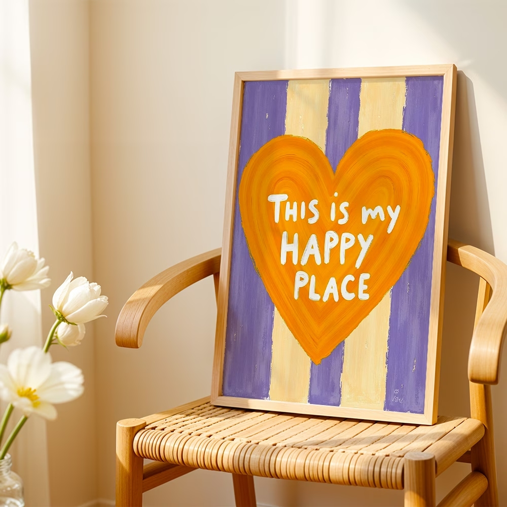 モダン、レトロ「これは私の幸せな場所です」引用句ウォールアー - Home Decor Nz のレビューと価格
