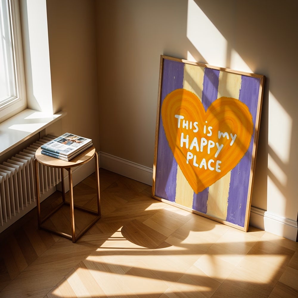 モダン、レトロ「これは私の幸せな場所です」引用句ウォールアー - Home Decor Nz のレビューと価格