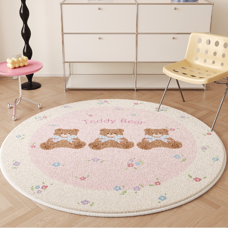 かわいい丸い豪華な装飾カーペット,子供用マット,ピンクの女の - Home Decor Ig のレビューと価格